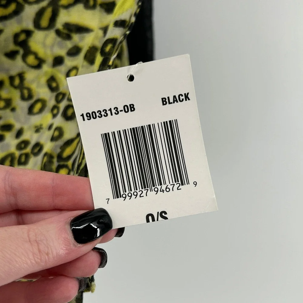 Olsenboye Mary-Kate & Ashley‎ Black Yellow Leopard Scarf NWT O/S Colorblock Y2K